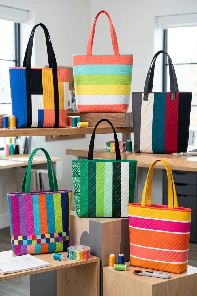 Modern Jelly Roll Patchwork Tote Bag Designs for Creative Fashion