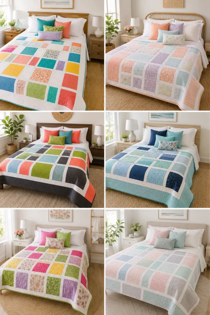Modern Patchwork Summer Quilts for Lightweight Warm Weather Comfort
