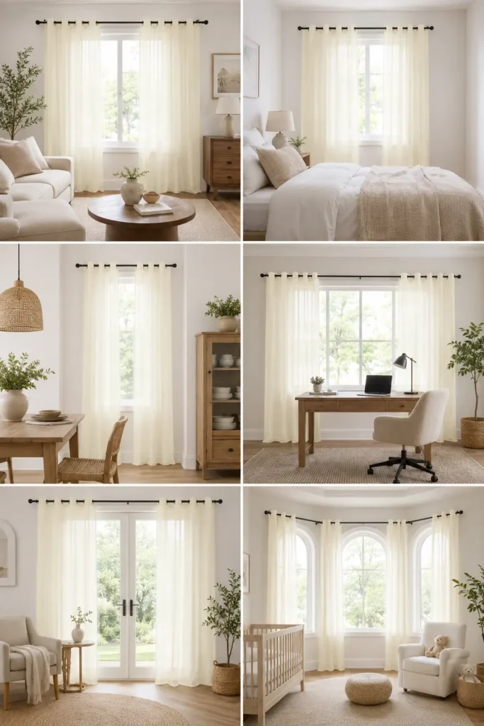 NICETOWN Cream Beige Voile Sheer