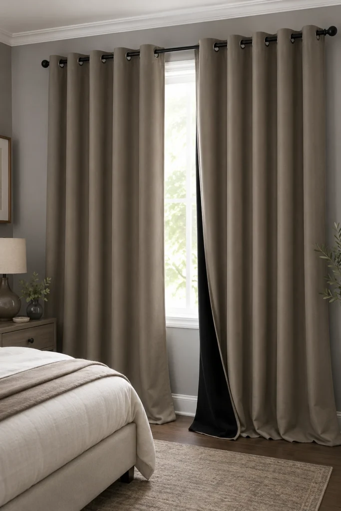 NICETOWN Stone Blue Full Shade Faux Linen Curtain Panels Long