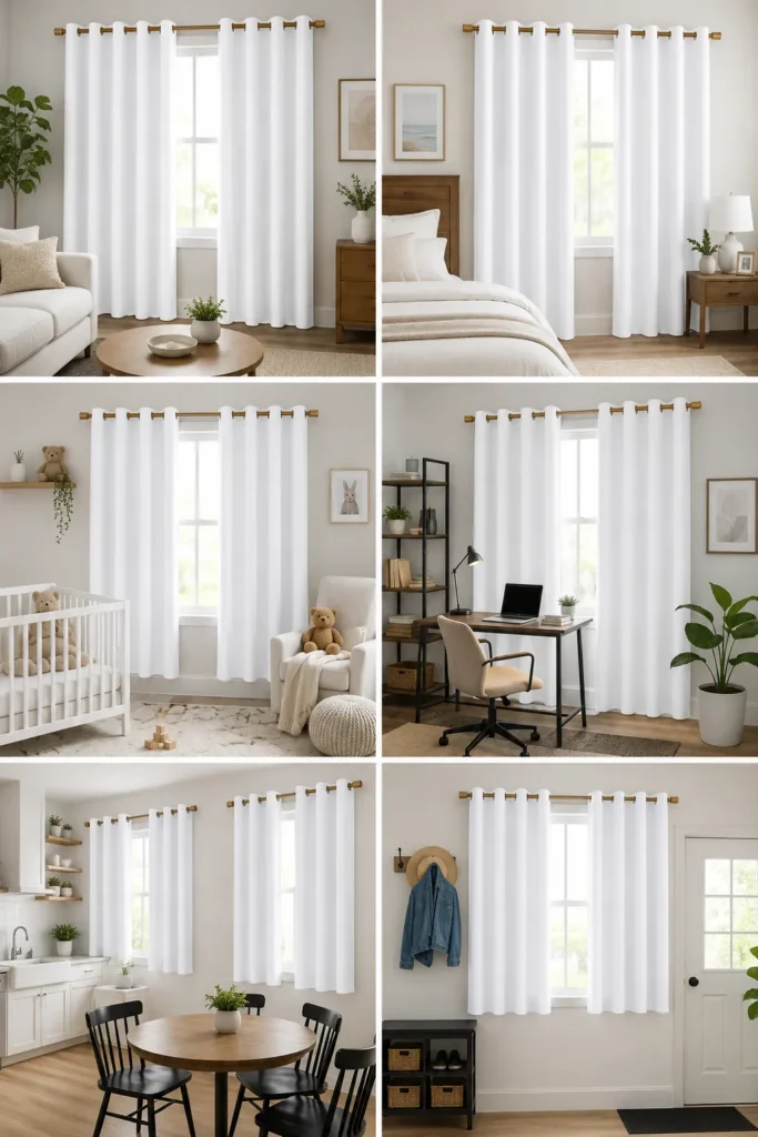 NICETOWN White 100% Blackout Curtains