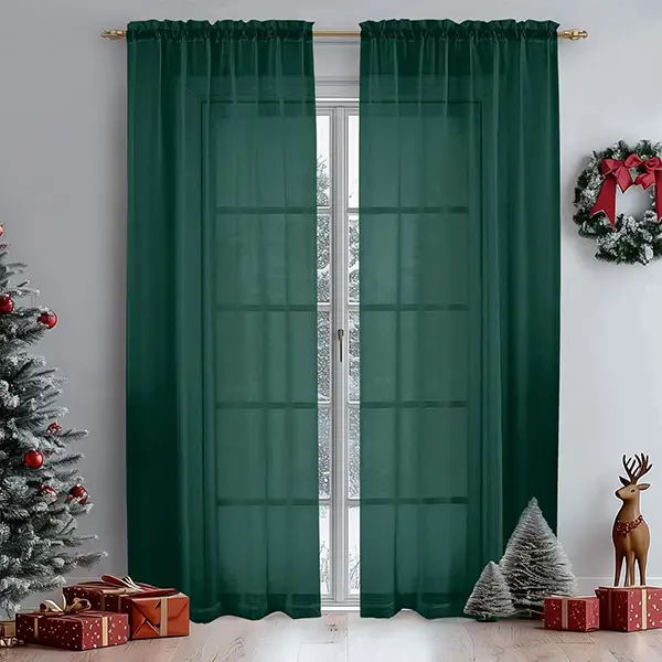 OWENIE Green Sheer Voile Curtains 84 Inches
