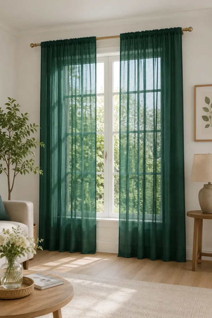 OWENIE Green Sheer Voile Curtains 84 Inches