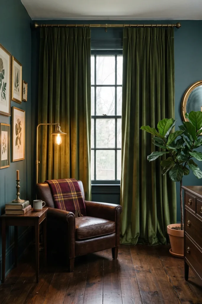Olive Green Velvet Blackout Curtains 84 Inches, 2 Panels