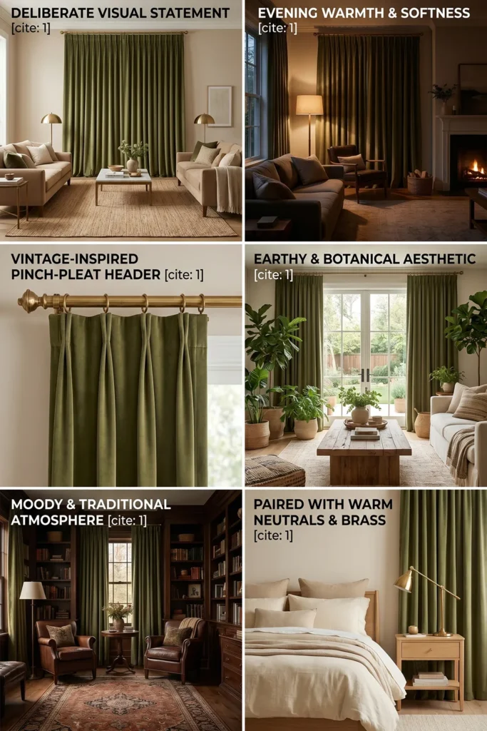 Olive Green Velvet Blackout Curtains 84 Inches, 2 Panels