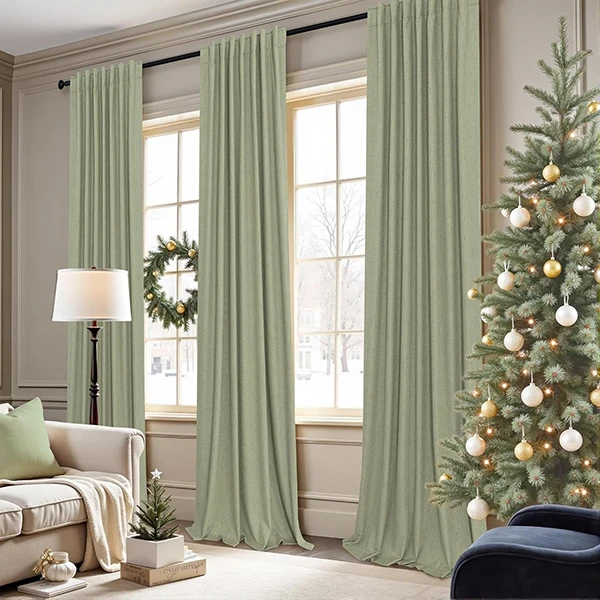 PITALK Sage Green Boho Blackout Curtains