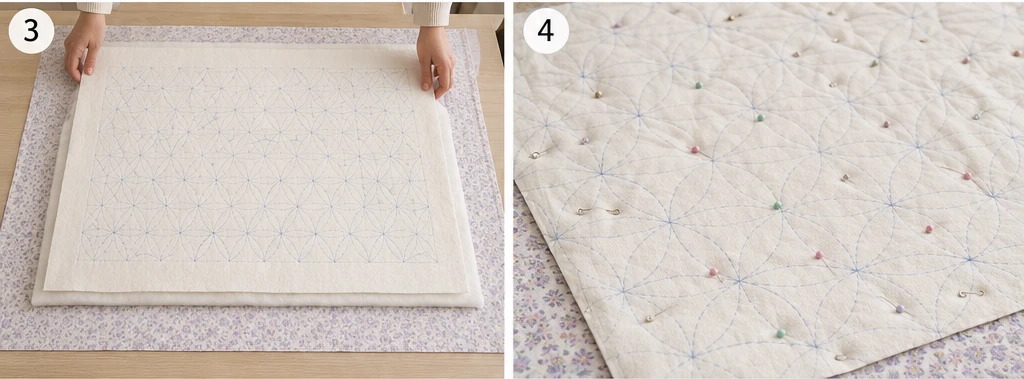 Pastel Sashiko Bed Covers for Soft, Cozy Bedroom Style