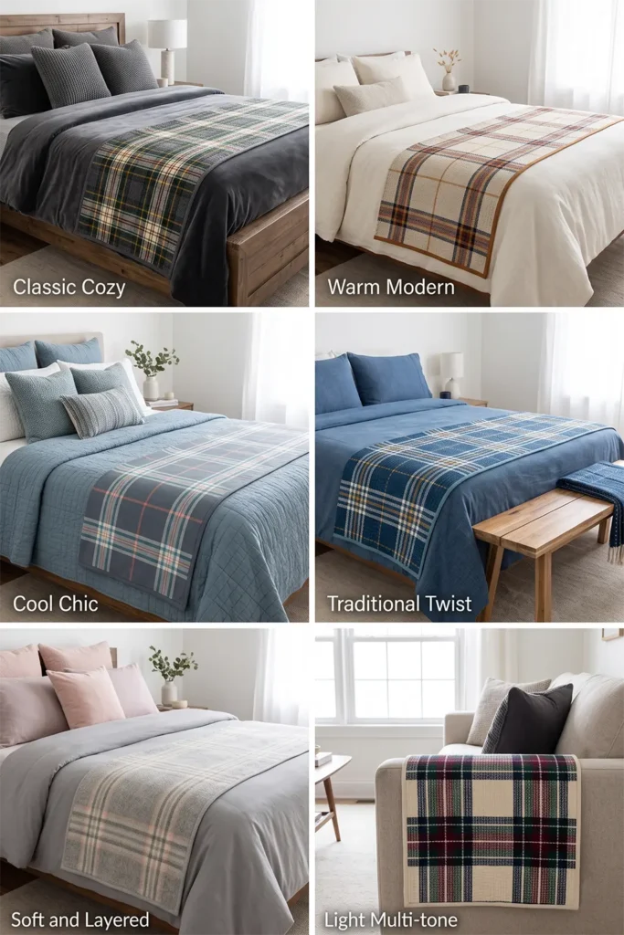 Plaid-Inspired Sashiko Bed Runners for Chic Room Layering