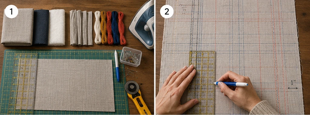 Plaid-Inspired Sashiko Bed Runners for Chic Room Layering