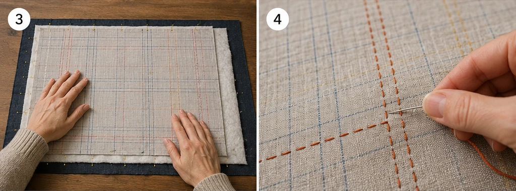 Plaid-Inspired Sashiko Bed Runners for Chic Room Layering