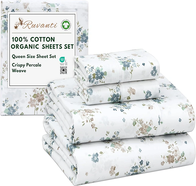RUVANTI Organic Cotton Percale Sheet Set