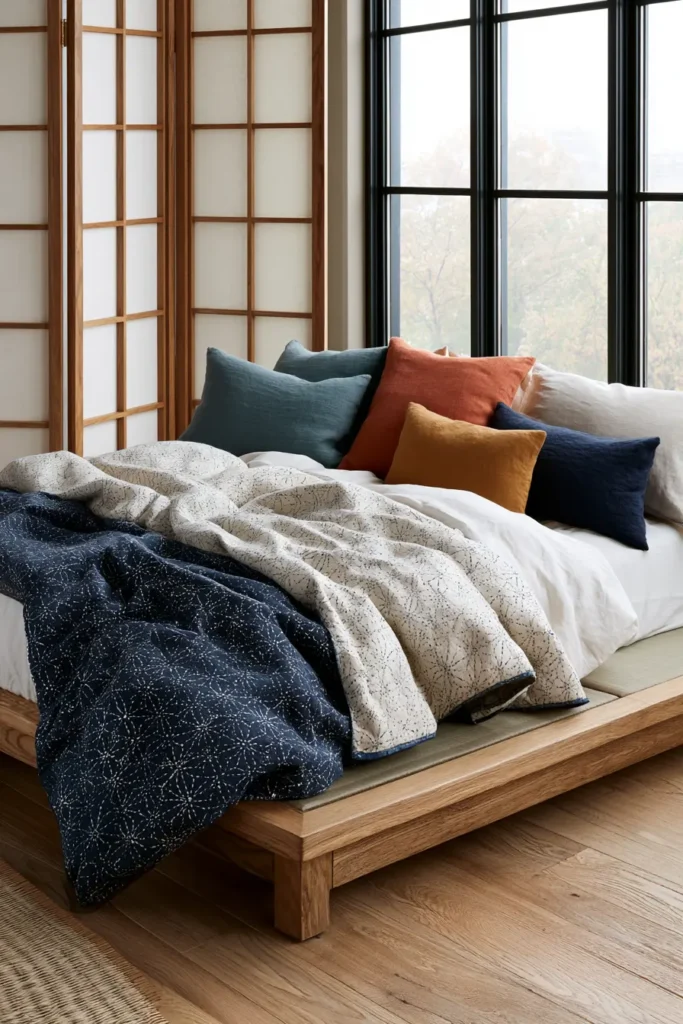 Reversible Sashiko Bed Covers for Versatile Everyday Style