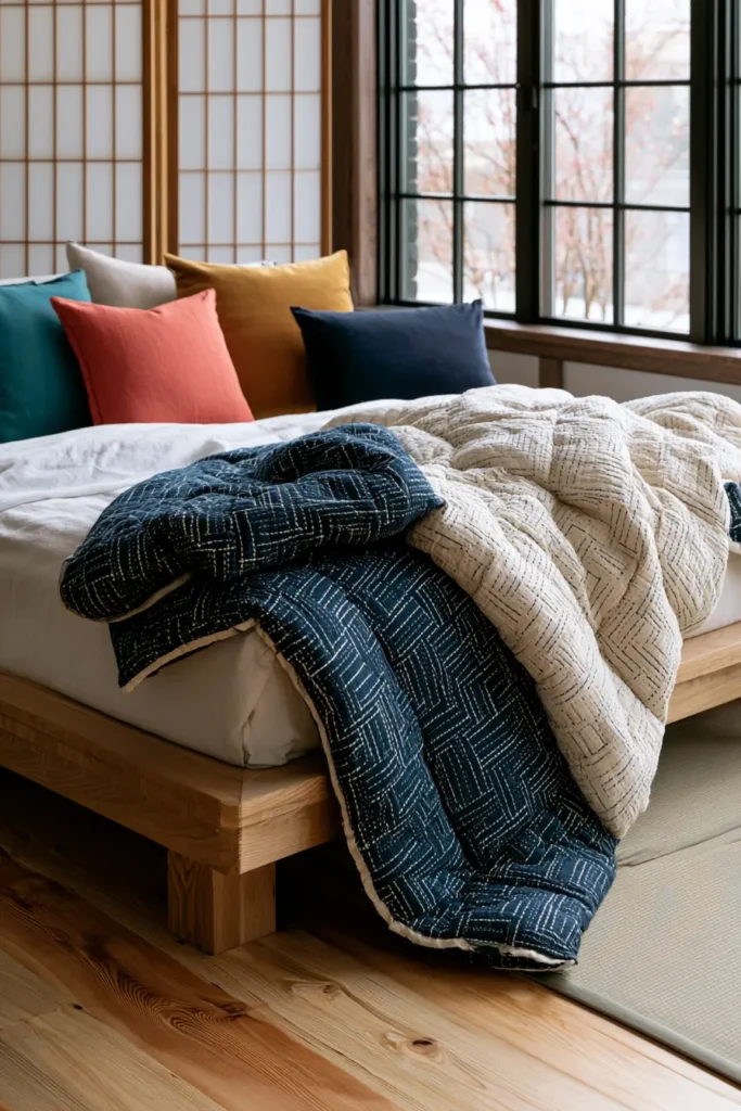 Reversible Sashiko Bed Covers for Versatile Everyday Style