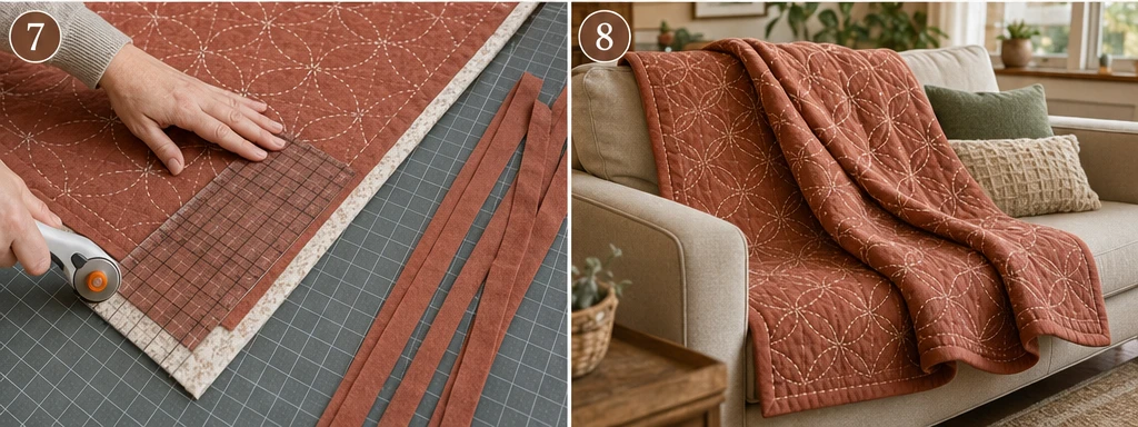 Sashiko Throw Quilts for Cozy Living Room Styling
