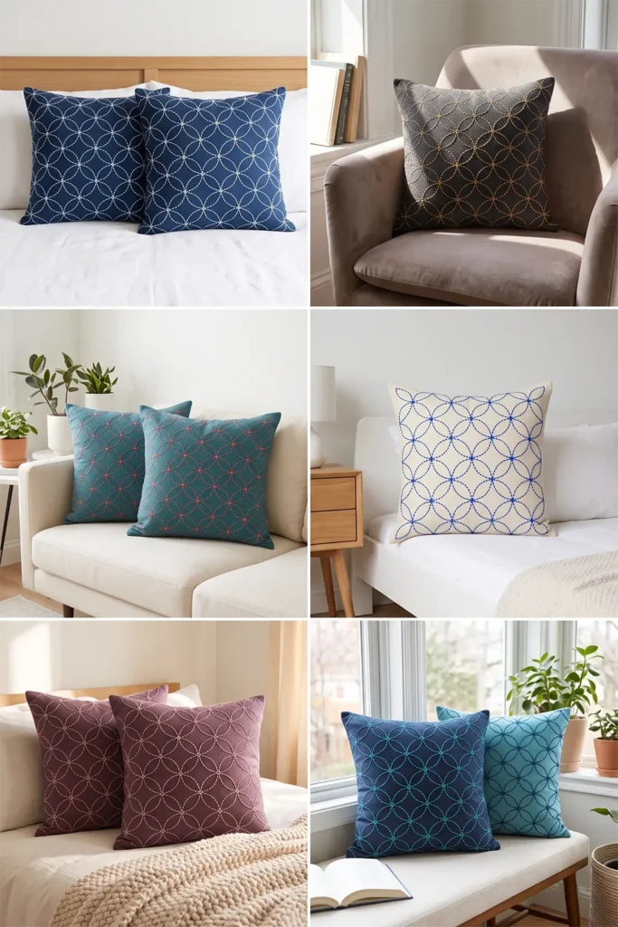 Shippō Seven Treasures Sashiko Pillow Covers for Timeless Charm