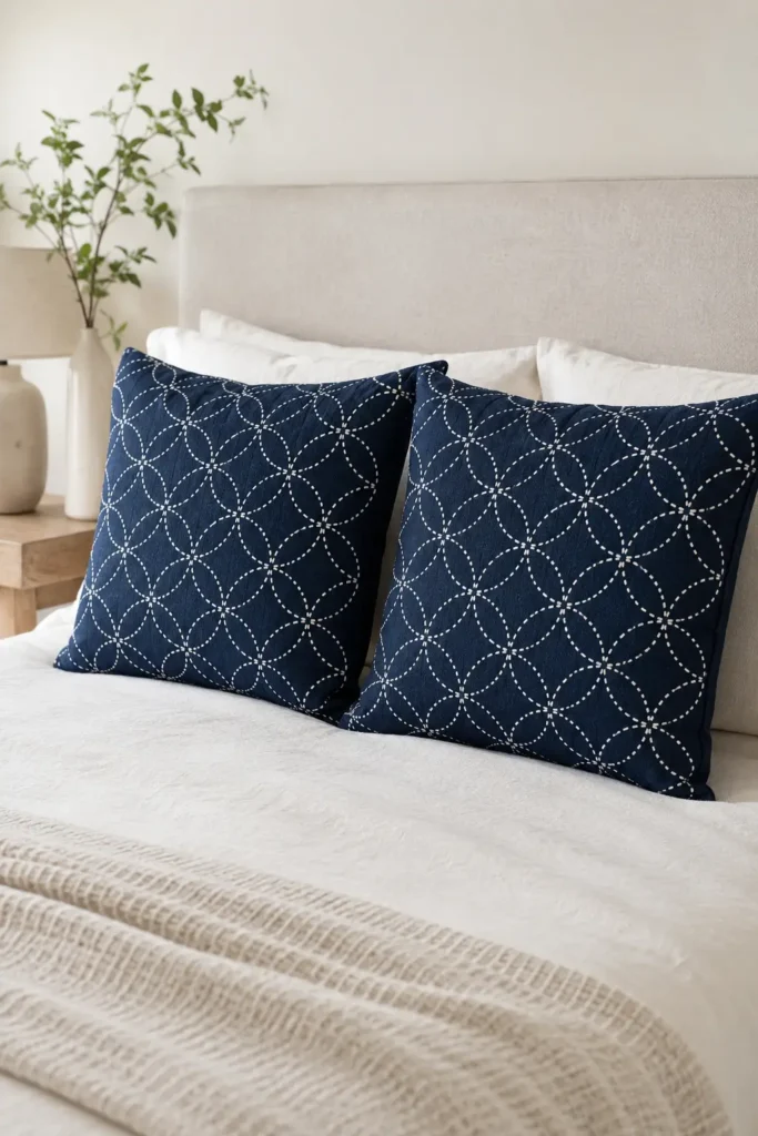 Shippō Seven Treasures Sashiko Pillow Covers for Timeless Charm