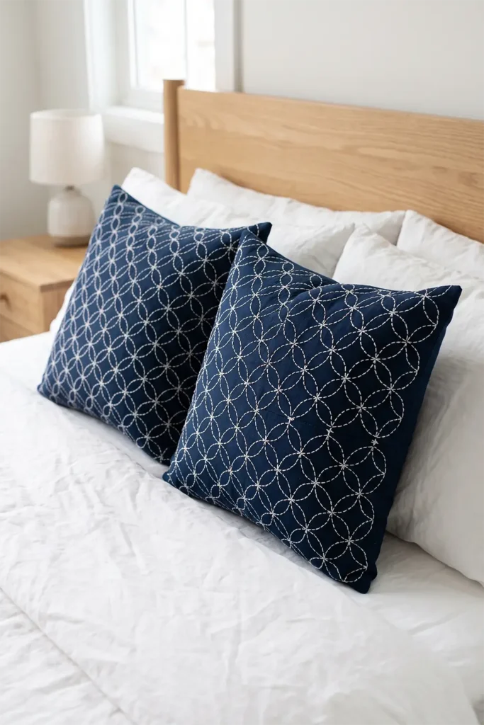 Shippō Seven Treasures Sashiko Pillow Covers for Timeless Charm