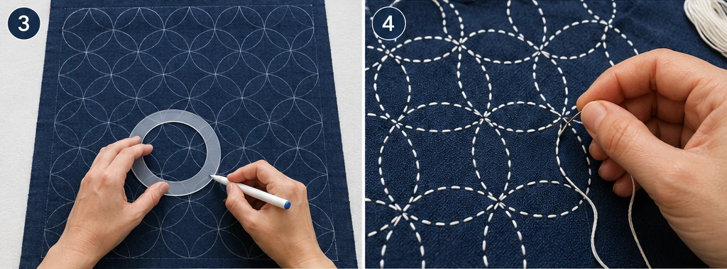 Shippō Seven Treasures Sashiko Pillow Covers for Timeless Charm
