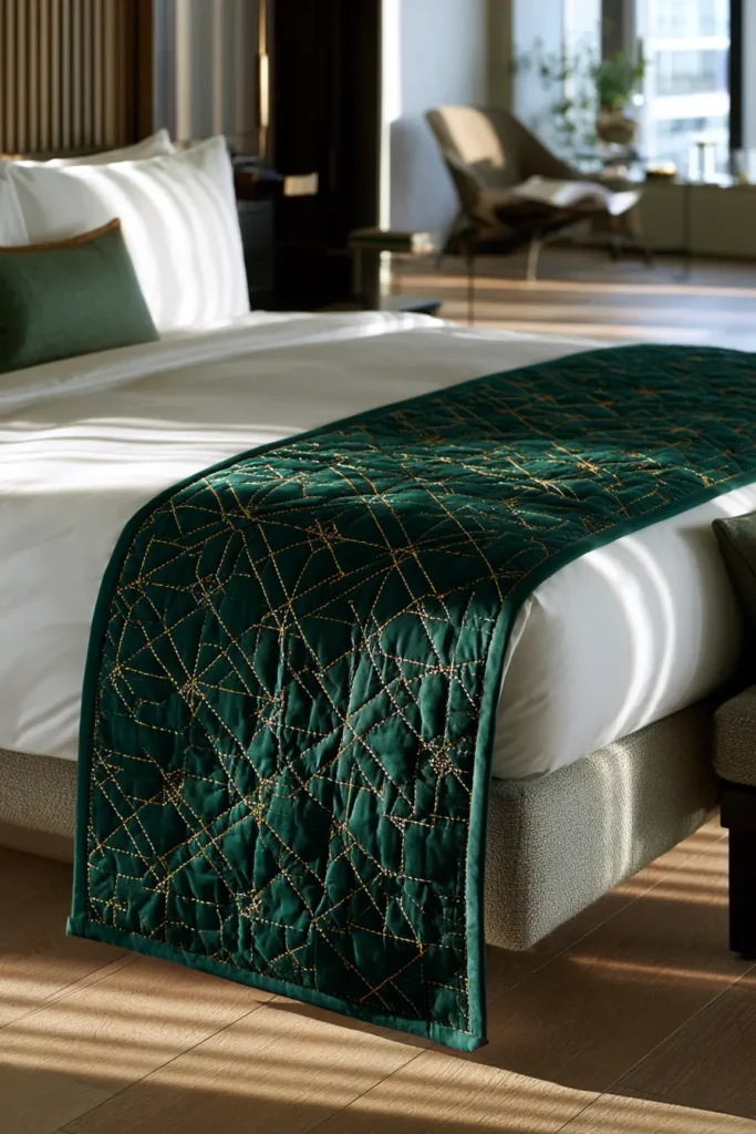 Shonai Sashiko Bed Runners with Timeless Regional Motifs