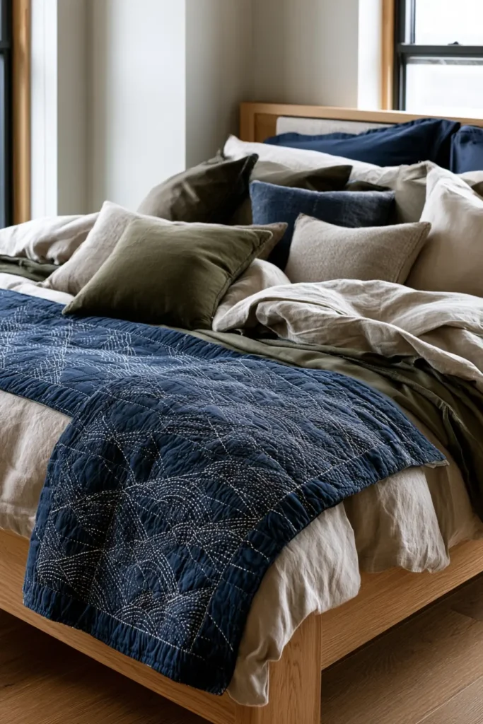 Shonai Sashiko Bed Runners with Timeless Regional Motifs