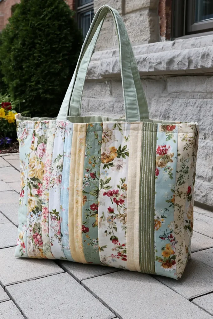 Soft Pastel Floral Jelly Roll Tote Bag for Feminine Weekend Outings