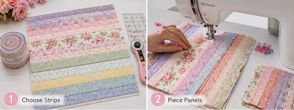Soft Pastel Floral Jelly Roll Tote Bag for Feminine Weekend Outings