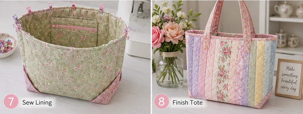 Soft Pastel Floral Jelly Roll Tote Bag for Feminine Weekend Outings