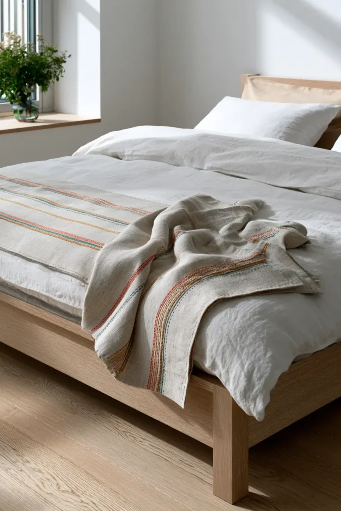 Tate-Jima Vertical Stripe Sashiko Bed Runners for Modern Style