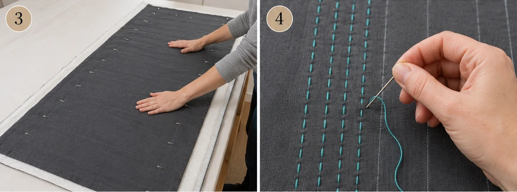 Tate-Jima Vertical Stripe Sashiko Bed Runners for Modern Style