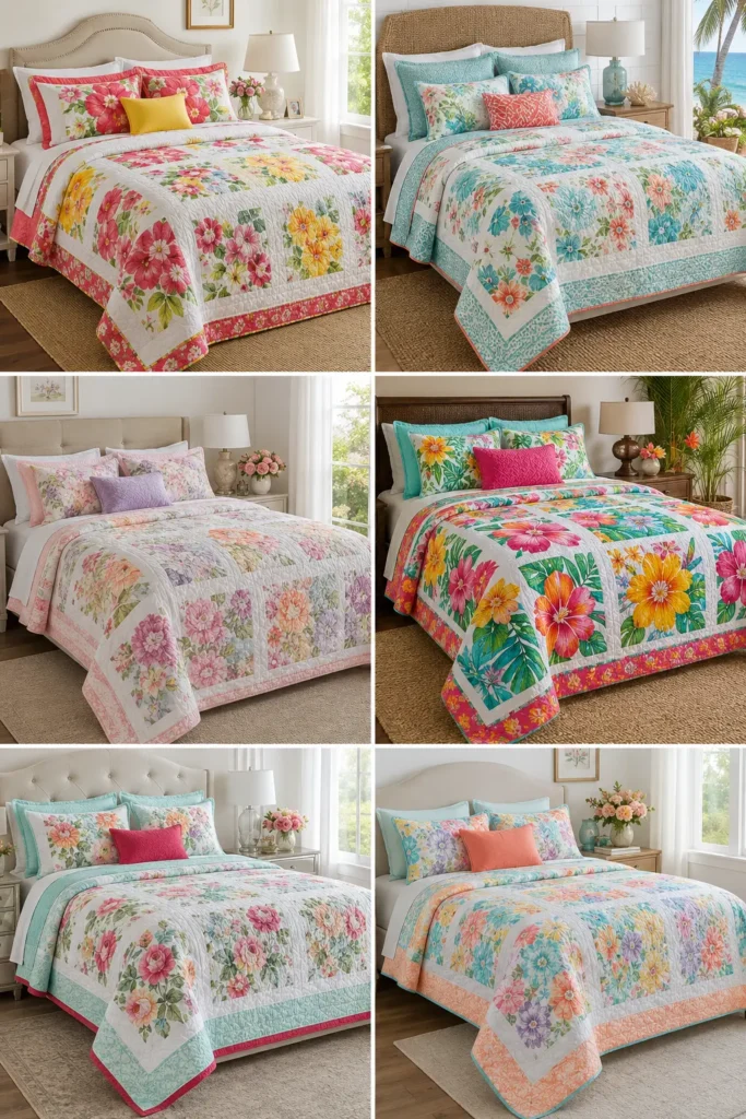 Vibrant Floral Summer Bed Covers for Bright, Stylish Master Bedrooms