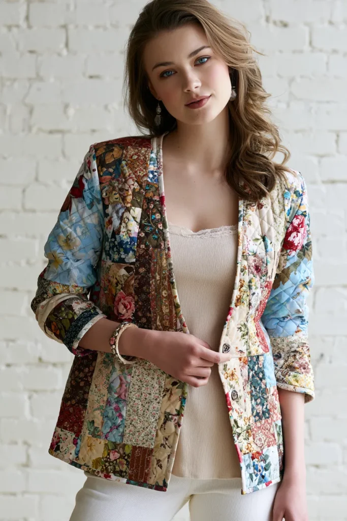 Vintage-Inspired Floral Jelly Roll Quilted Jackets for Timeless Comfort