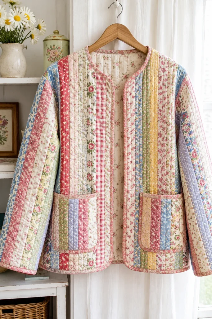 Vintage-Inspired Floral Jelly Roll Quilted Jackets for Timeless Comfort