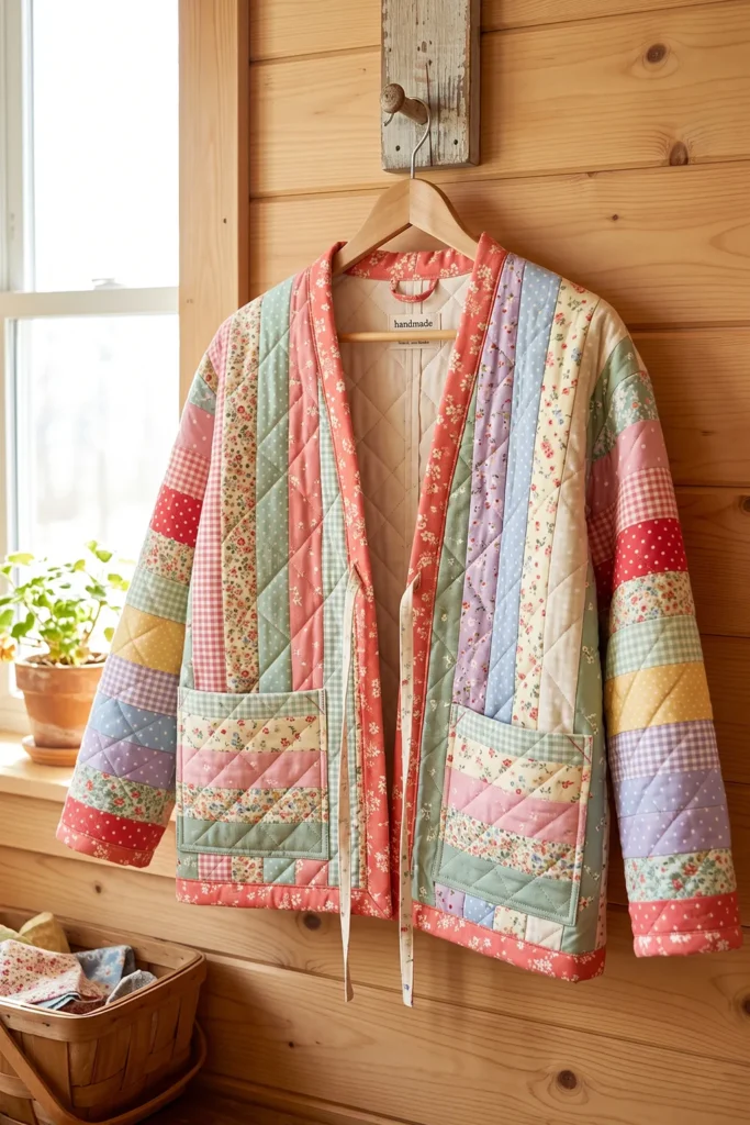 Vintage-Inspired Floral Jelly Roll Quilted Jackets for Timeless Comfort