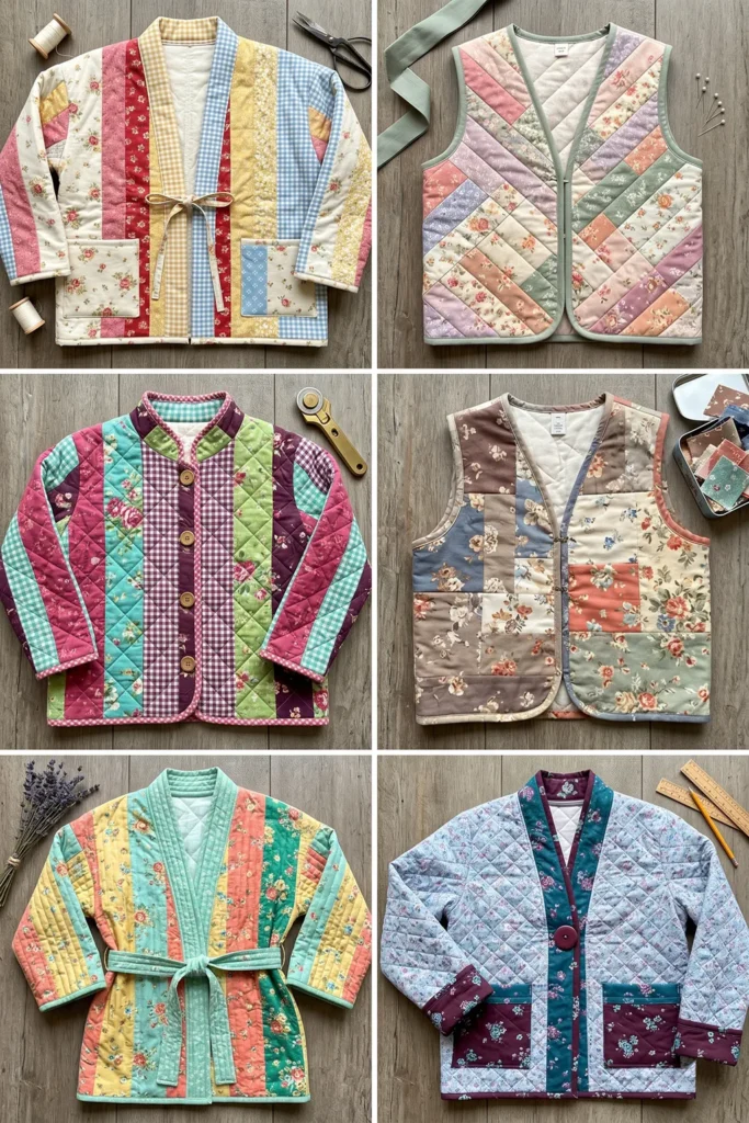 Vintage-Inspired Floral Jelly Roll Quilted Jackets for Timeless Comfort