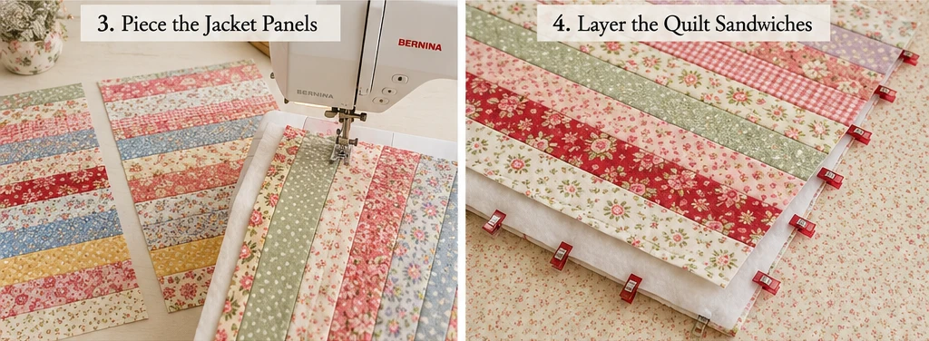 Vintage-Inspired Floral Jelly Roll Quilted Jackets for Timeless Comfort