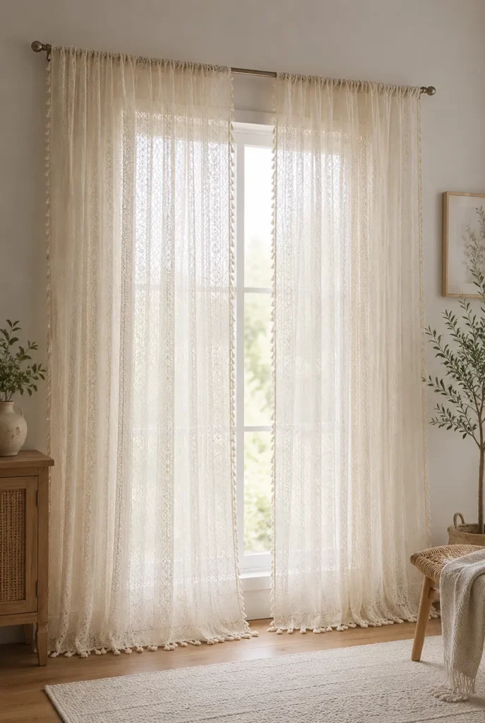 WAZZIO Boho Crochet Curtains