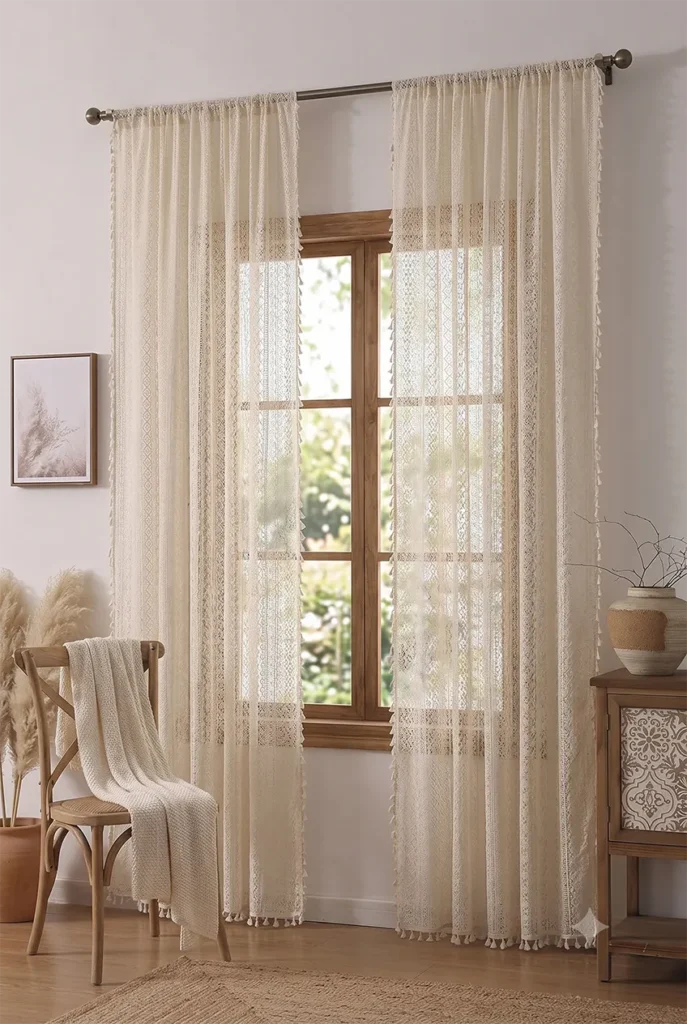 WAZZIO Boho Crochet Curtains