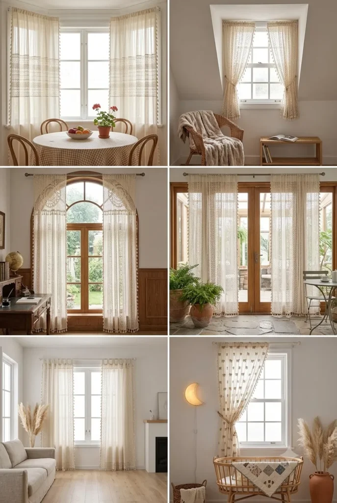WAZZIO Boho Crochet Curtains