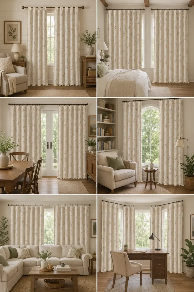 XOGUIBO Boho Floral 100% Blackout Curtains