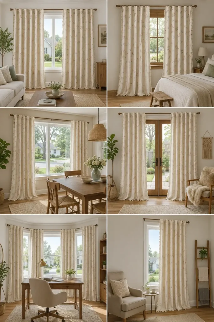 XOGUIBO Boho Floral 100% Blackout Curtains