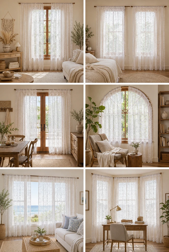 YJ YANJUN Boho Lace Curtains