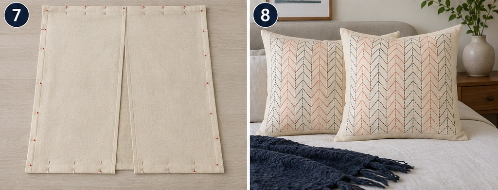 Yabane Arrow Feather Sashiko Pillow Covers for Stylish Accents