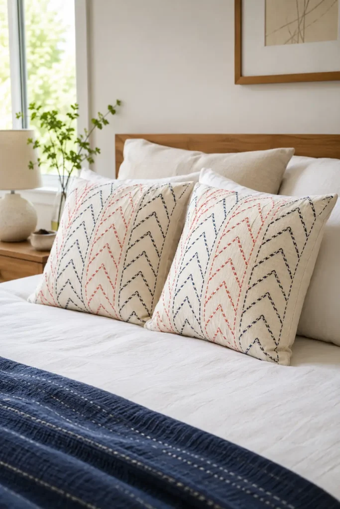 Yabane Arrow Feather Sashiko Pillow Covers for Stylish Accents
