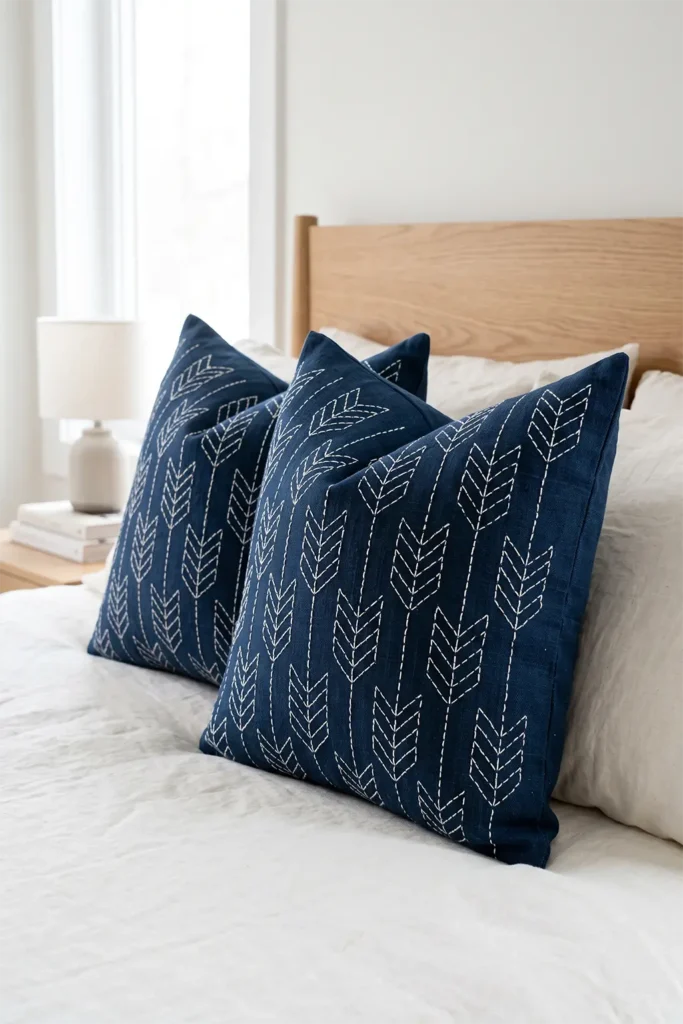 Yabane Arrow Feather Sashiko Pillow Covers for Stylish Accents