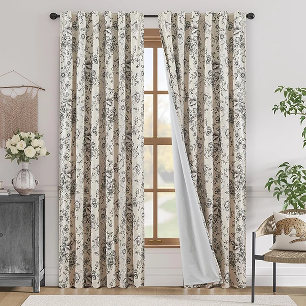 jinchan Blackout Floral Curtains