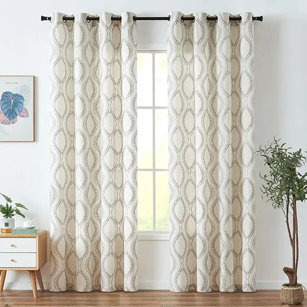 jinchan Leaf Jacquard Farmhouse Curtains 84 Inches