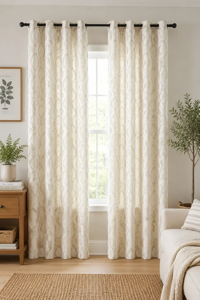 jinchan Leaf Jacquard Farmhouse Curtains 84 Inches