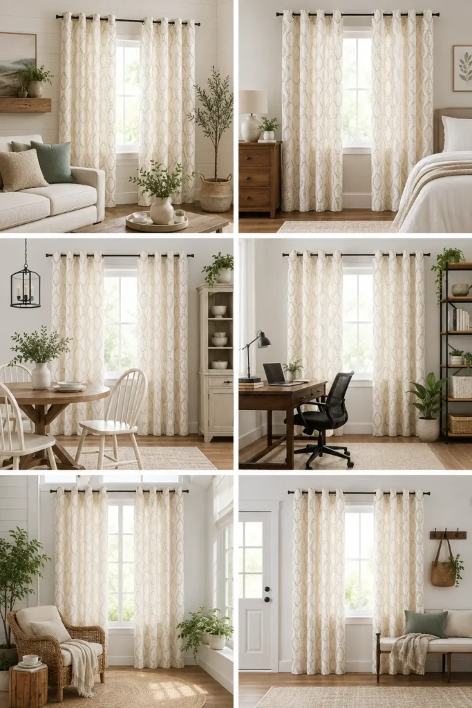 jinchan Leaf Jacquard Farmhouse Curtains 84 Inches