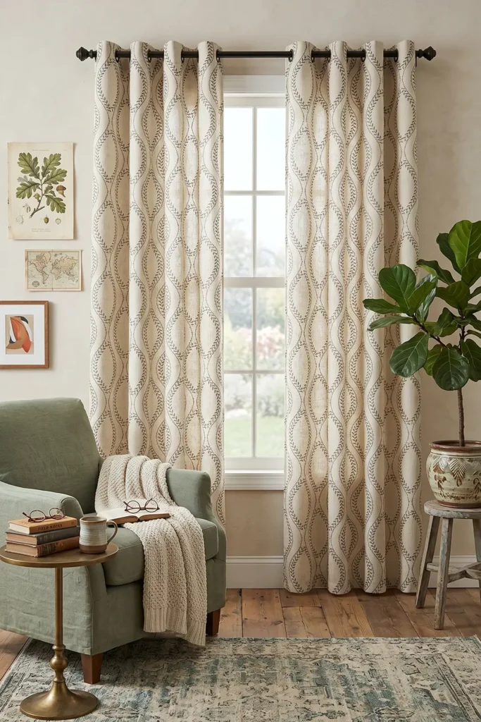 jinchan Leaf Jacquard Farmhouse Curtains 84 Inches