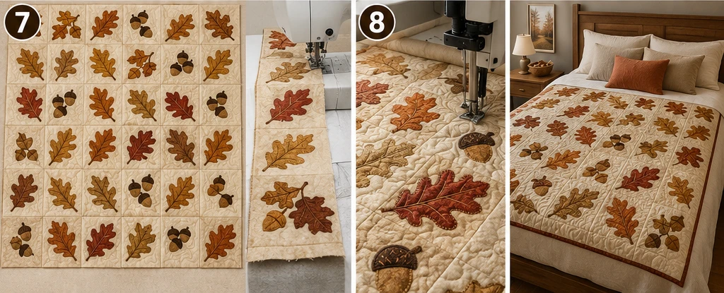 Acorn and Oak Leaf Quilt Designs for Woodland Warmth